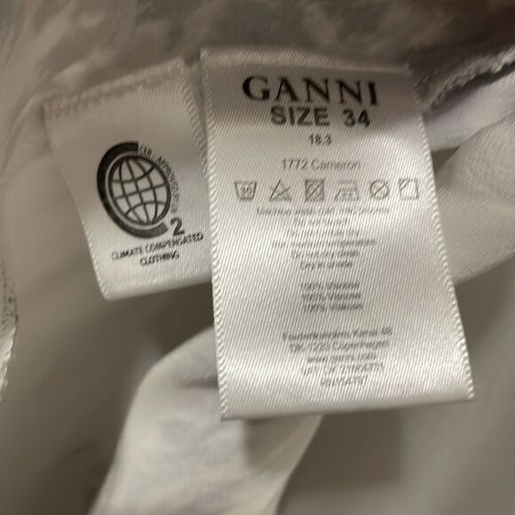 GANNI Cameron Fluted Floral Printed Satin Maxi Dress Size EU 34 US XS - Picture 11 of 12